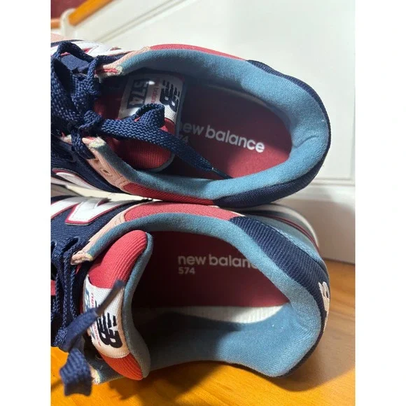 New Balance 574 Mens Casual Lifestyle Shoes Navy Pink Teal White N Logo size 11 - Picture 10 of 11